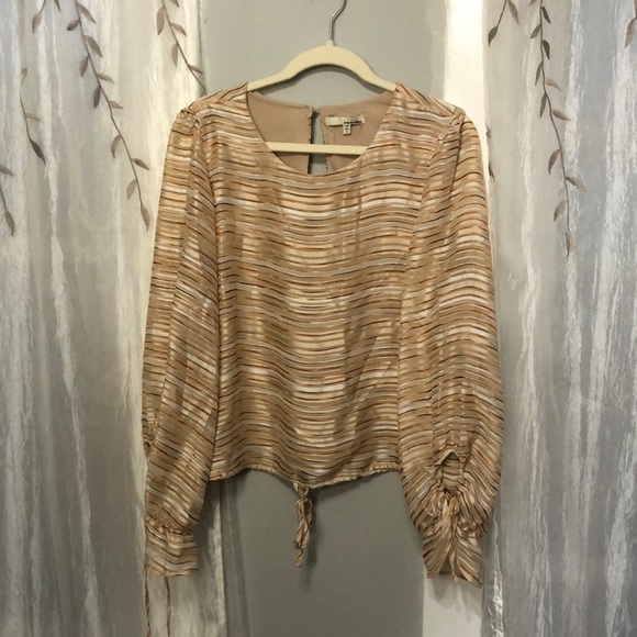 June & Hudson Stripped long Sleeve Tie Hem Blouse Top - Picture 1 of 10
